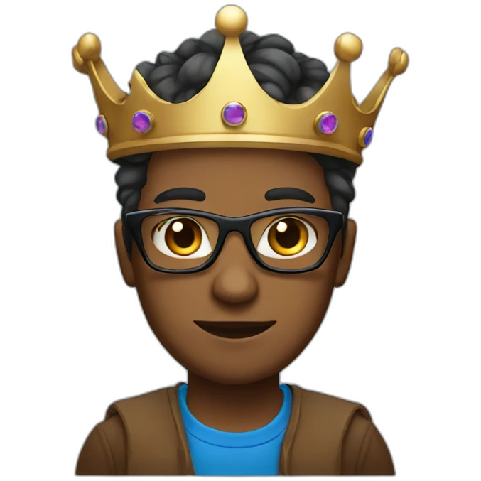 brown skinned programmer with glasses and blue eyes and a crown emoji