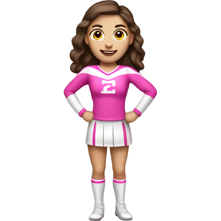 Brunette Caucasian cheerleader in pink, full body emoji