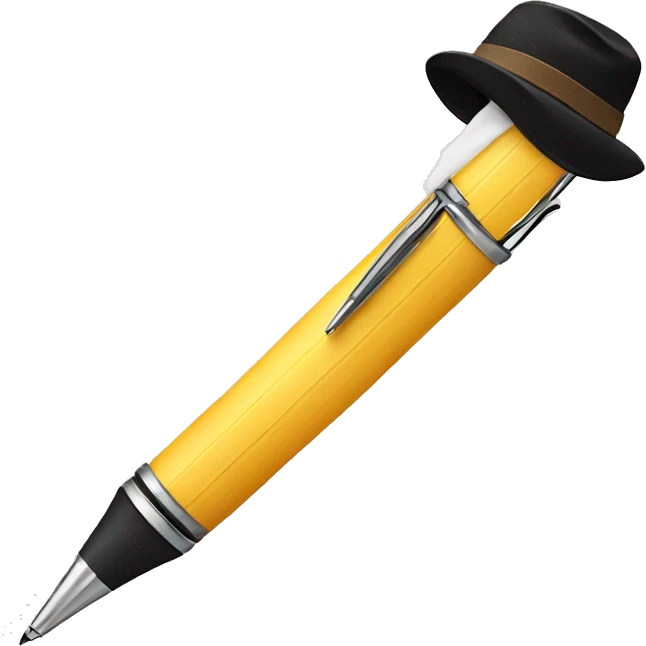 pen with a hat emoji