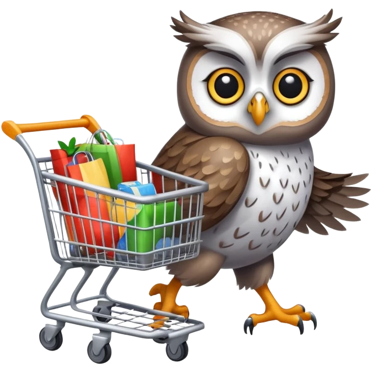 Twilio owl pushing a shopping cart emoji