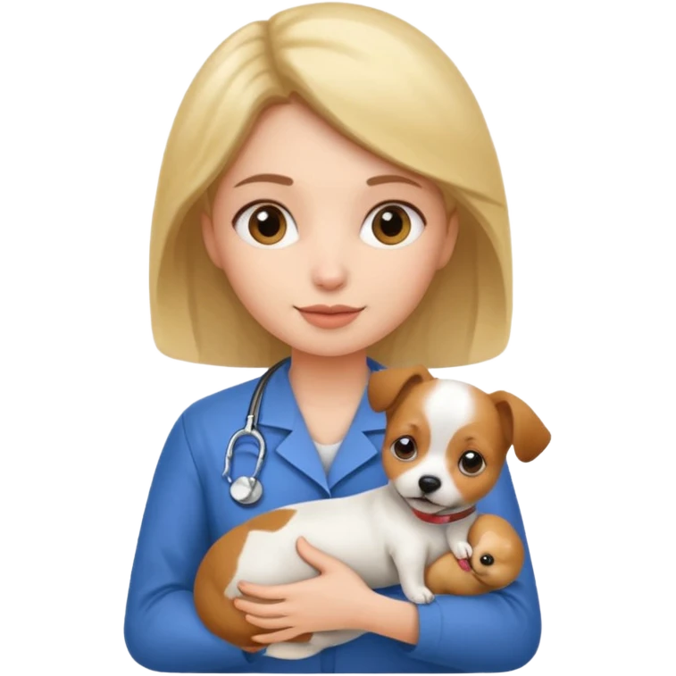 a woman vet holding a small dog emoji