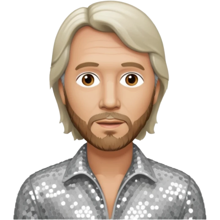 Barry Gibb from Bee Gees with light grey sequin outfit emoji