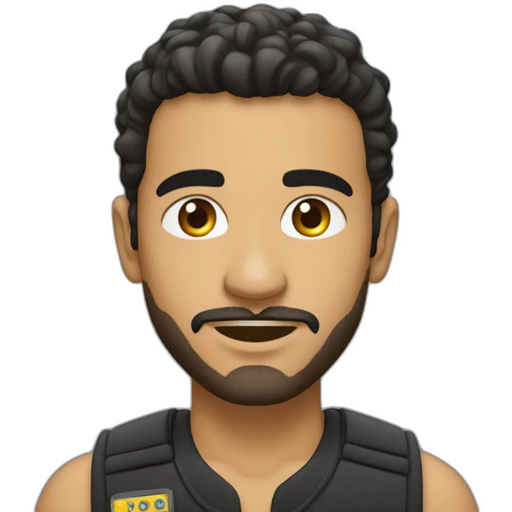 Oussama Ammar qui tiens une pancarte emoji