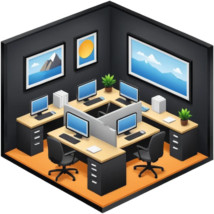 office room of designers isometric emoji