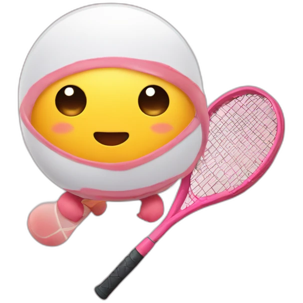 Kawaii jamon with tennis racket emoji
