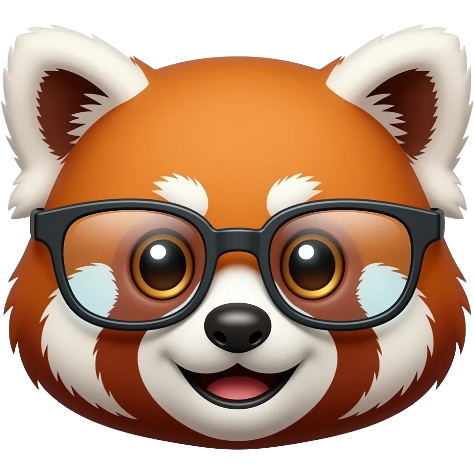 red panda with glasses, just face emoji