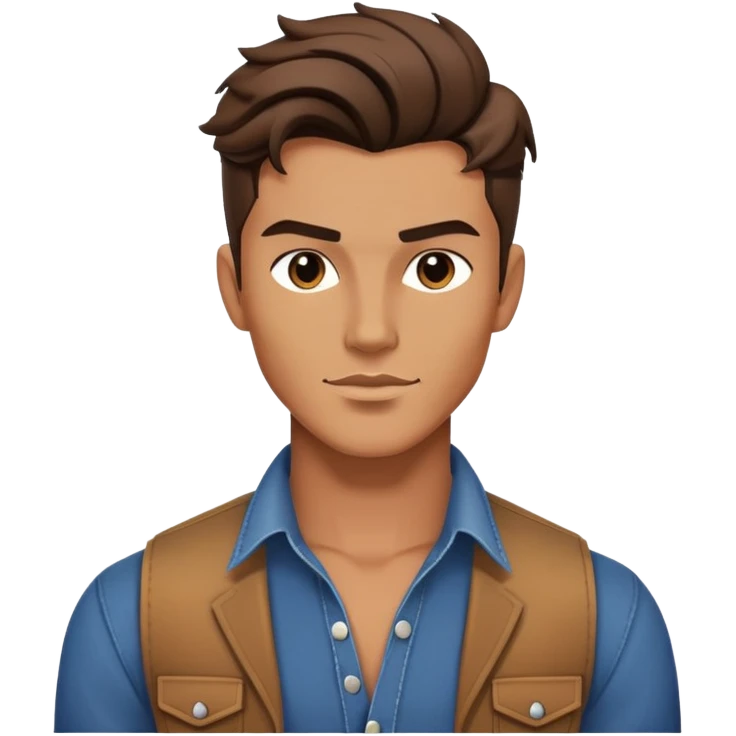 Handsome Western male fashion model with chiseled features, styled hair, designer clothes emoji