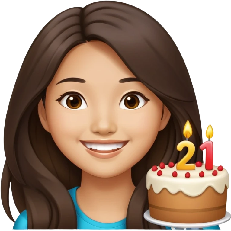 Asian girl long brunette hair 21st birthday  emoji