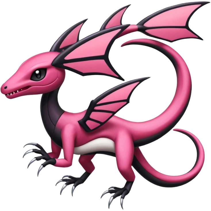 Magenta, black and white Meloetta-Flygon-Gorebyss-Salandit-Salazzle-Pokémon-Fakémon-creature-fusion-hybrid emoji