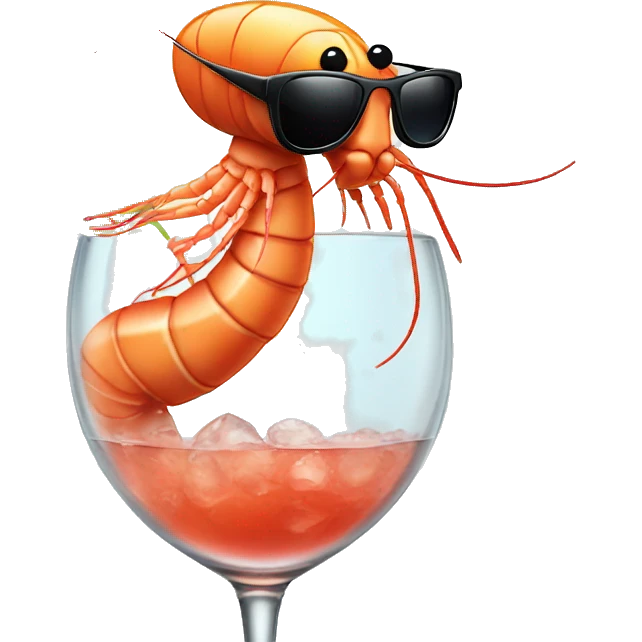 Shrimp wearing sunglasses relaxing in a cocktail glass  emoji