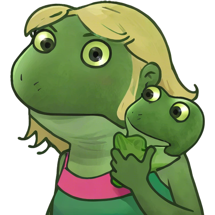 Nervous anxious sweating girl blond hair frog emoji