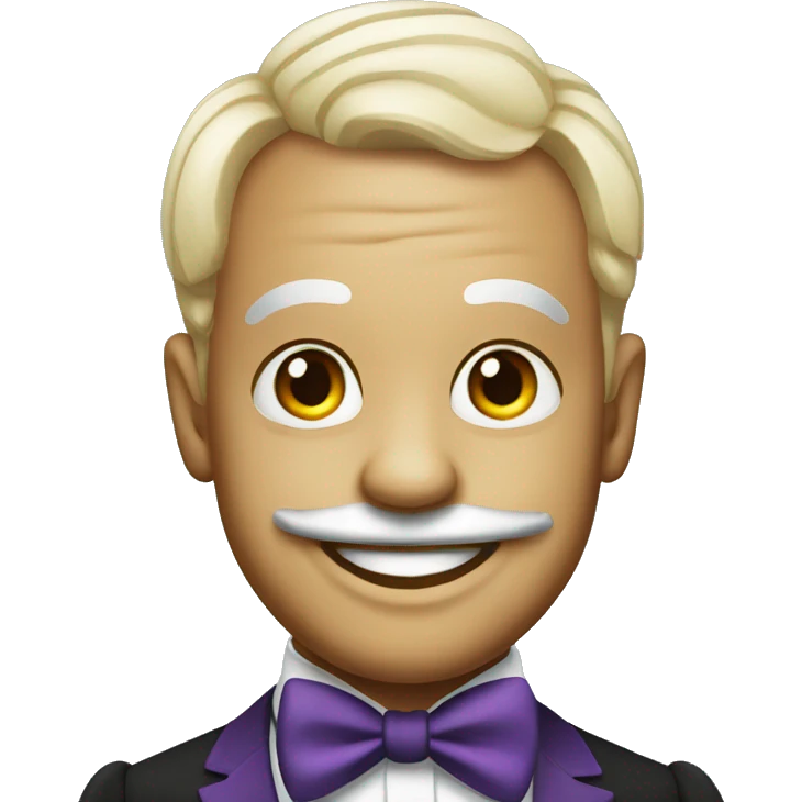 smiling man in formal attire and clown makeup emoji
