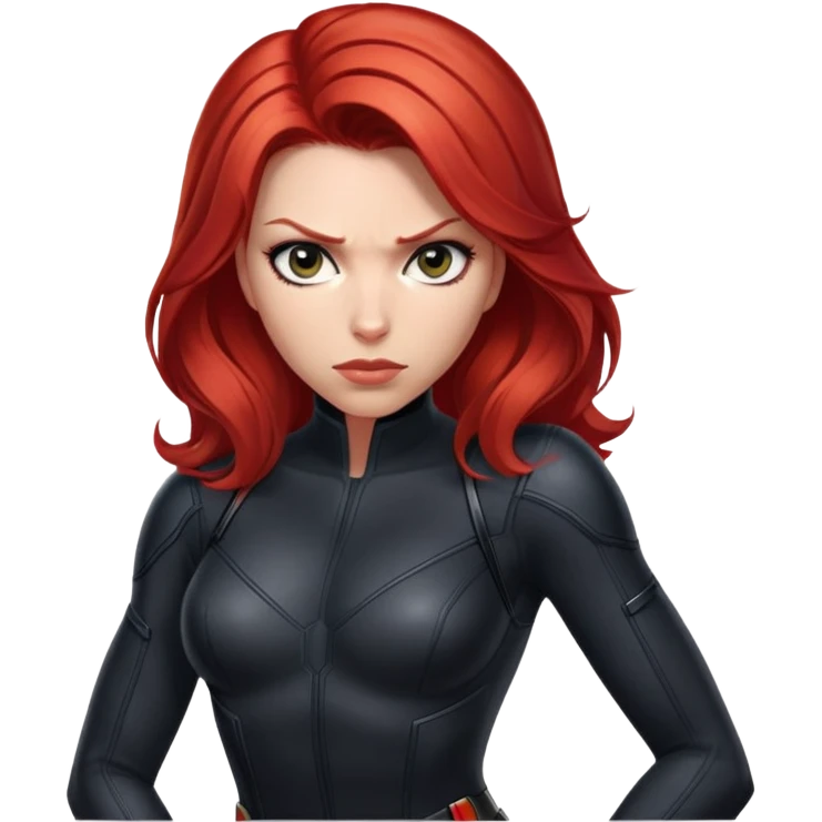 Black Widow superhero from Avengers with red hair, black bodysuit emoji