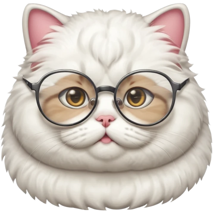 A fat and cute cat with glasses on emoji