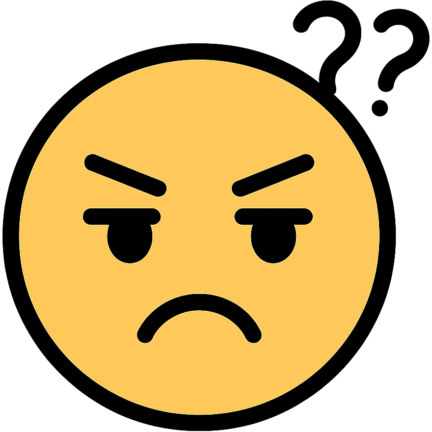 confused and annoyed face, color outline icon style emoji
