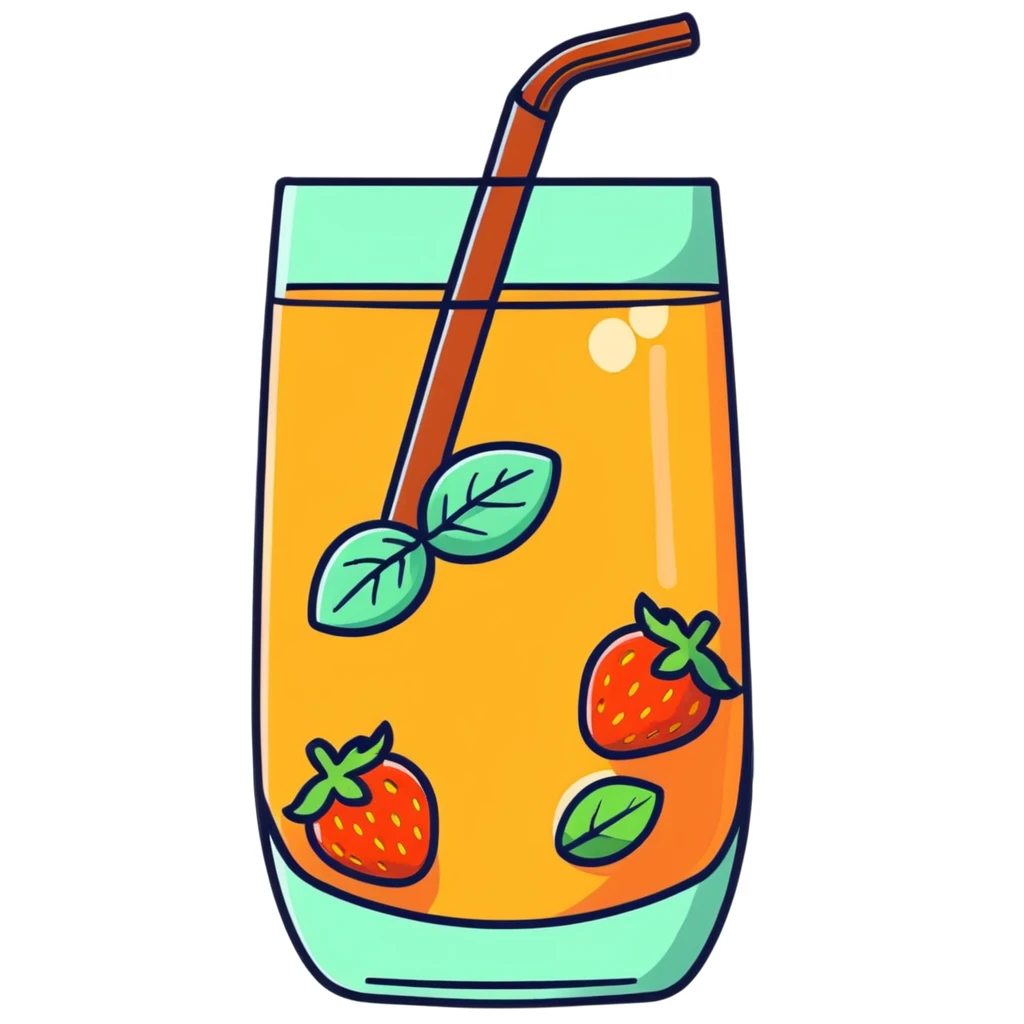 strawberry mint water next to cinnamon and orange water emoji