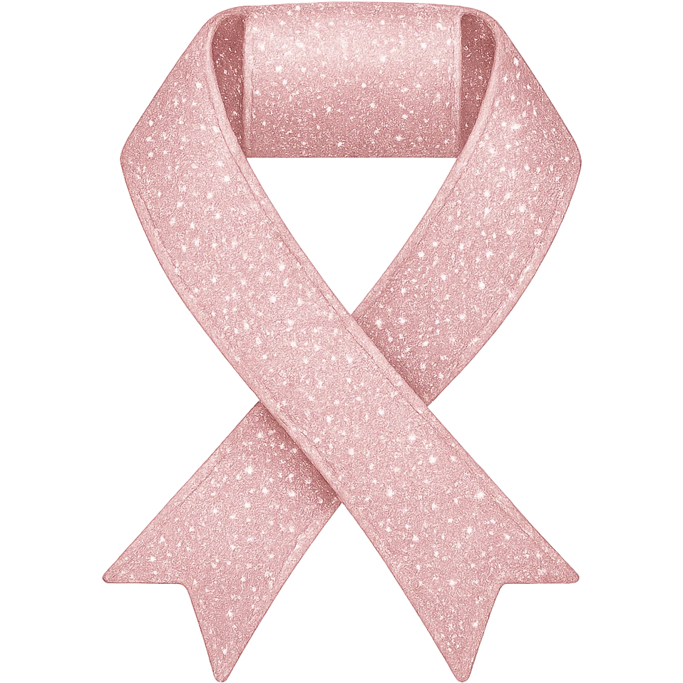 Add delicate and cute glitter to the aesthetic pastel pink ribbon in iPhone emoji style, with no background. emoji