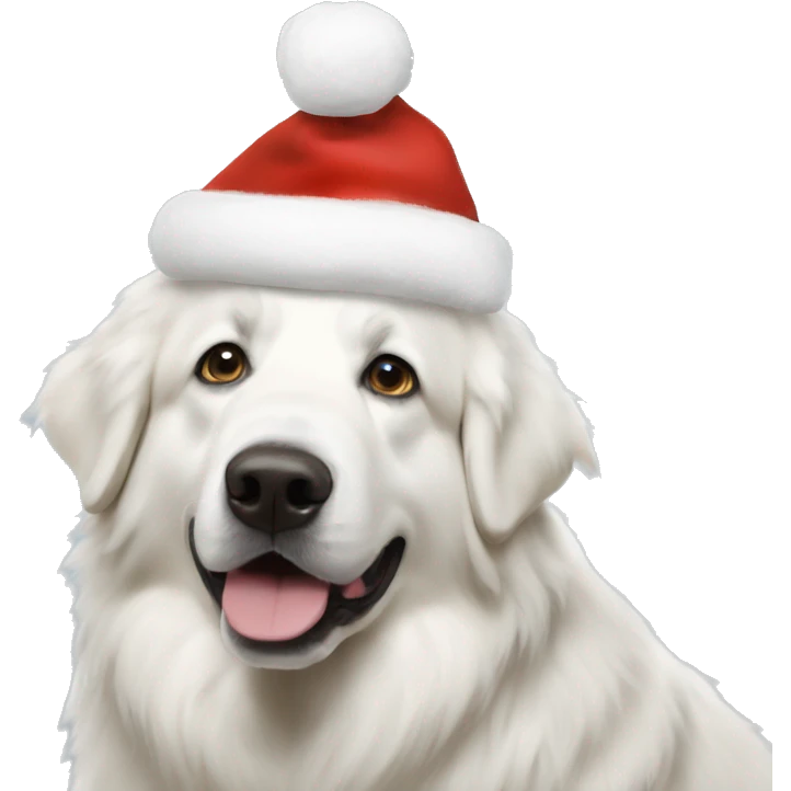 Great Pyrenees Christmas hat emoji