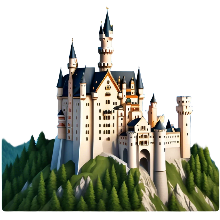 Cinematic Realistic Neuschwanstein Castle Landmark Emoji, depicted as the fairy‚Äêtale castle set against a mountainous backdrop rendered with dramatic lighting and intricate textures. emoji