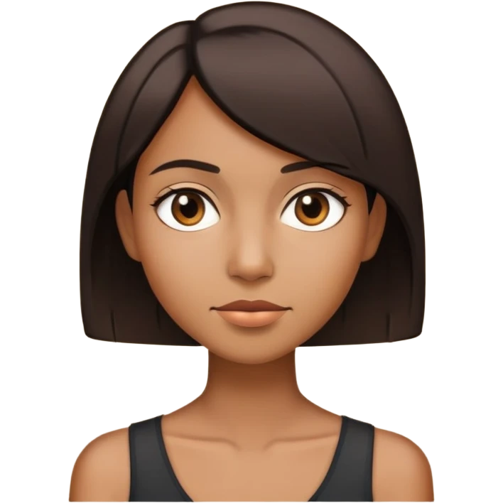 Young Dark brown woman with short straight hair and skinny emoji