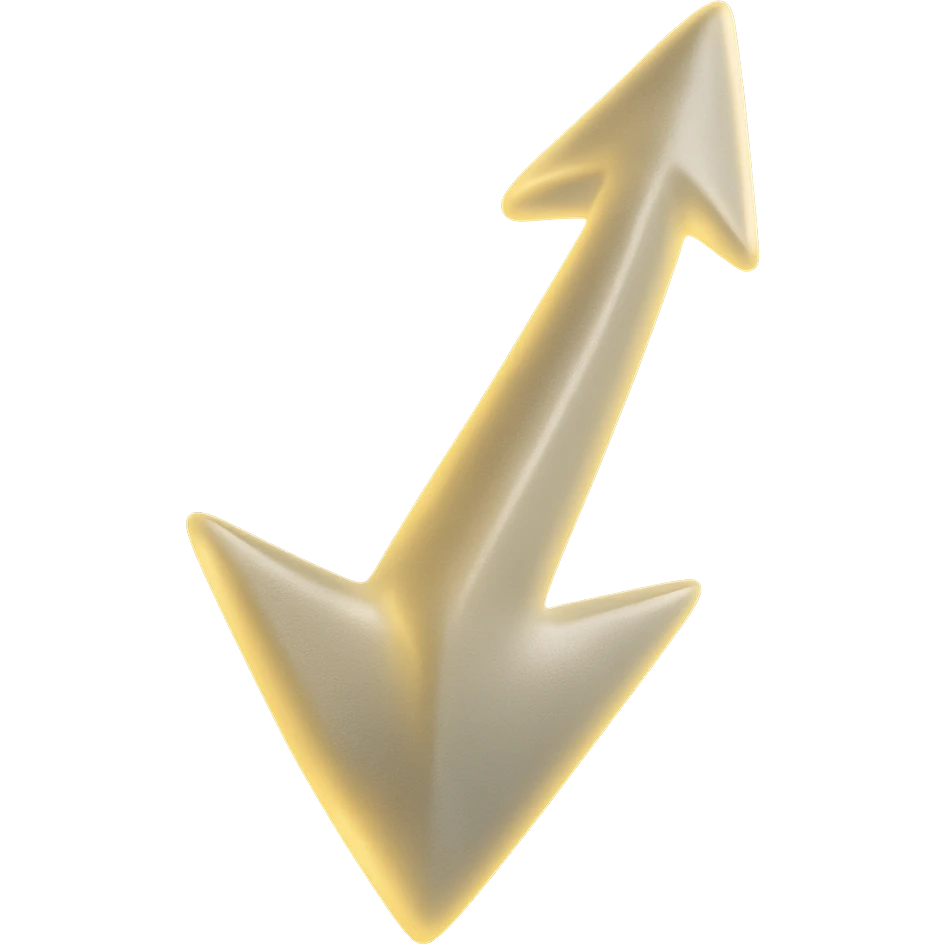 Make the arrow a shiny gold tone with no background in a 3D matte glass style. emoji