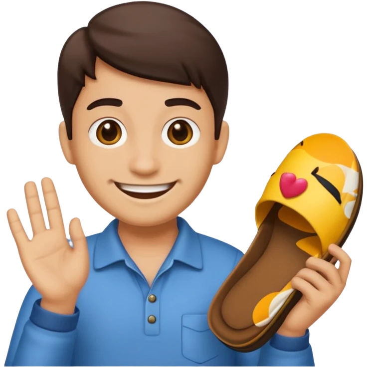 Smile, emoji, holding a chappal emoji