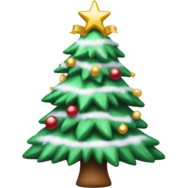 Snowy Christmas tree decorated with bows emoji