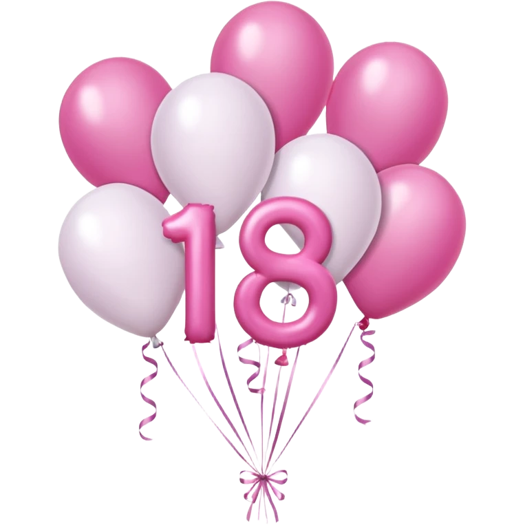 birthday sign in pink and white with ballons emoji