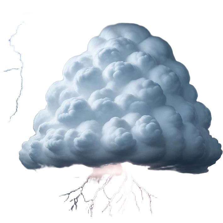Cinematic Realistic Cumulonimbus Emoji, Towering and imposing, with dark, dramatic clouds reaching up into the sky in a billowing formation. Lightning flickers within, and the atmosphere is charged with energy, signaling a powerful storm ahead. Soft glowing outline, capturing the essence of raw power, intensity, and nature’s fury in a mighty cumulonimbus cloud! emoji