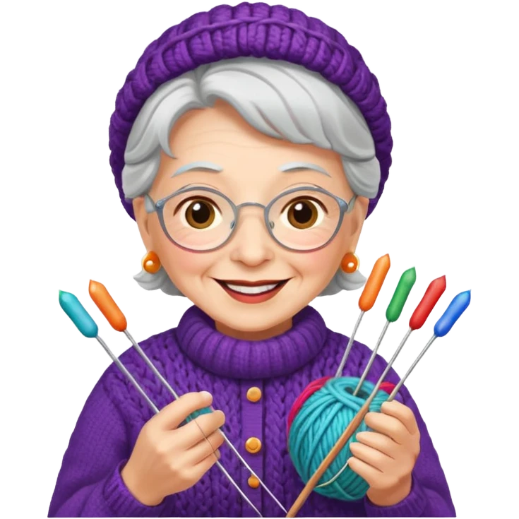 elderly women knitting emoji