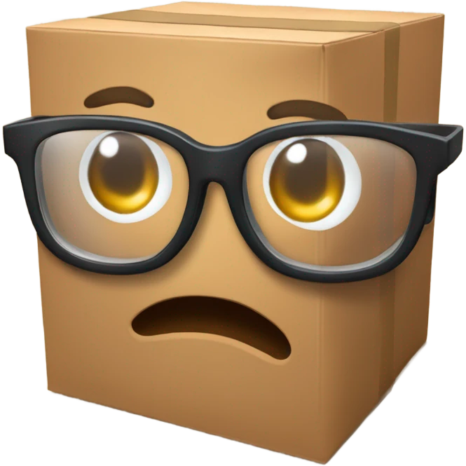 caja inteligente con lentes encima de un corazon gigante emoji