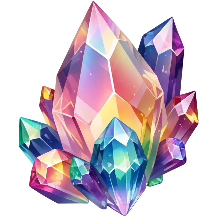 rainbow quartz crystal formation with multiple colorful points emoji