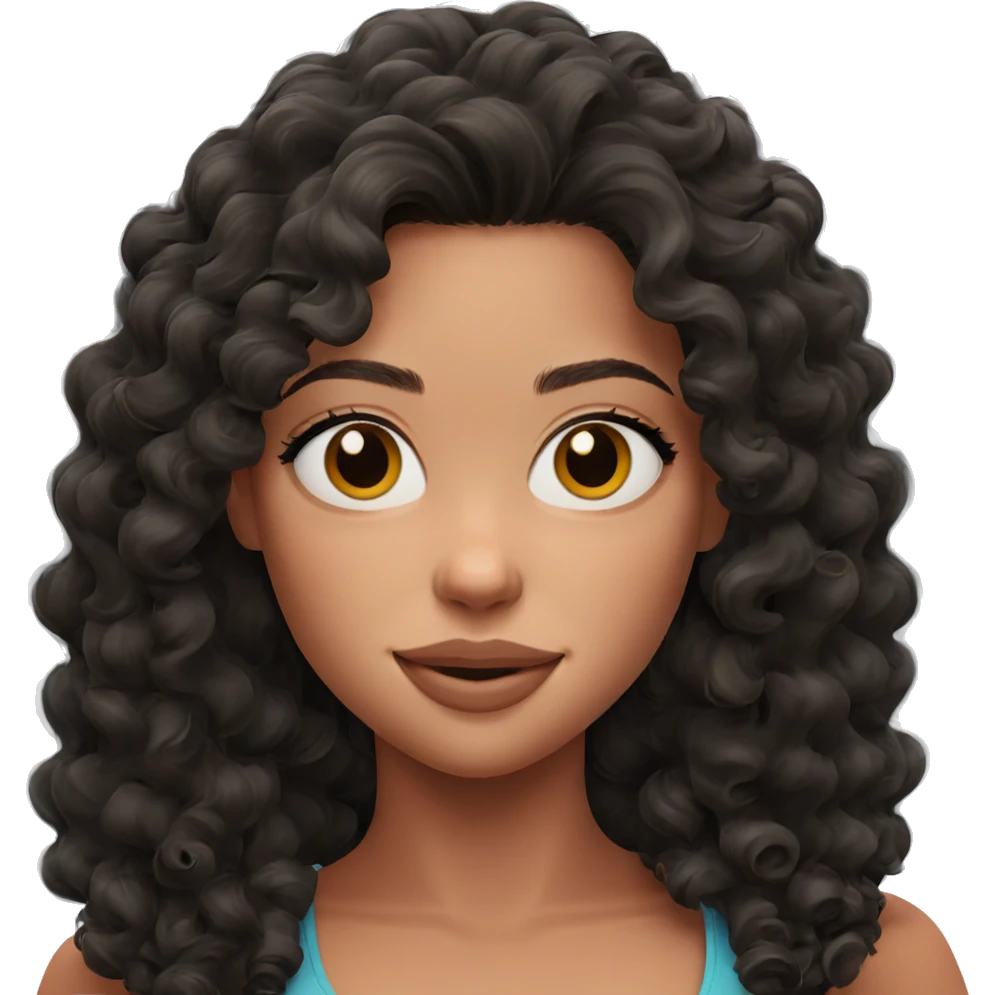 smiling girl with curly hair emoji