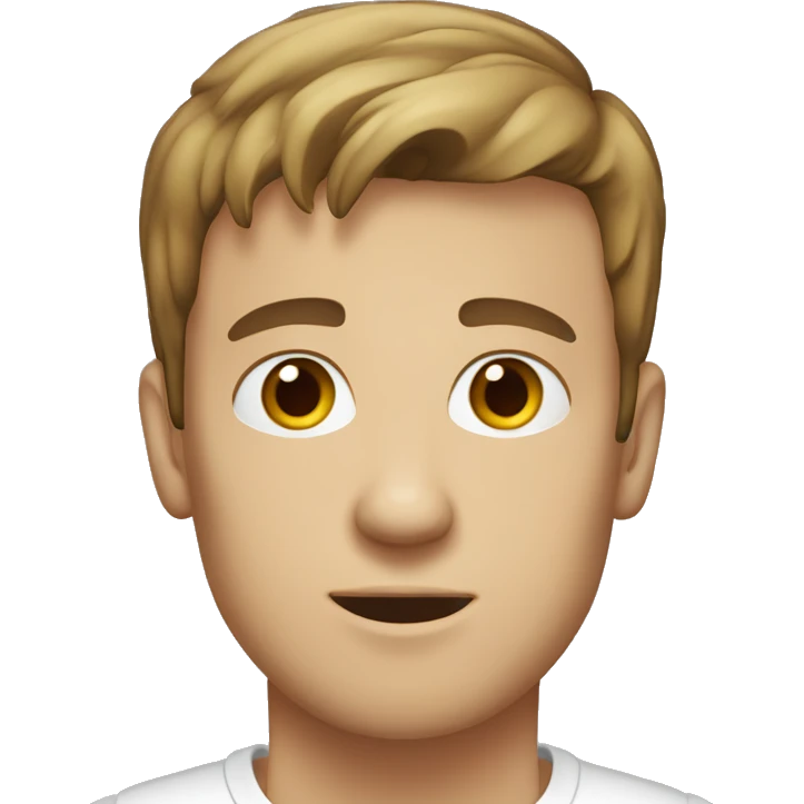 A 25 year old, Caucasian man, with short brown hair,   with brown eyes wearing a t-shirt. emoji