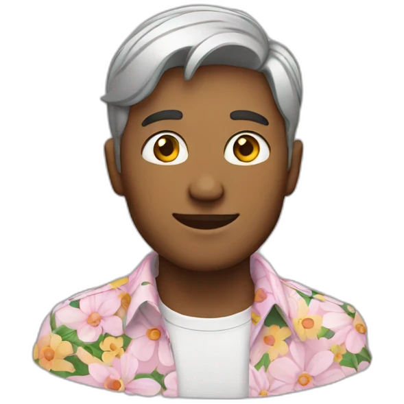 man wearing flower shirt emoji