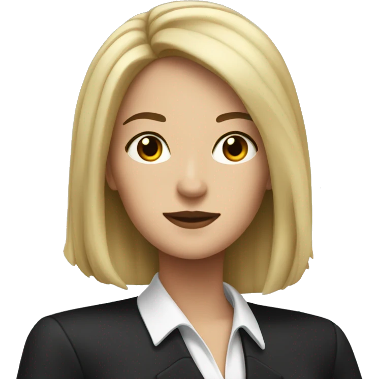 white woman with black long hair with lawyer clothes  emoji