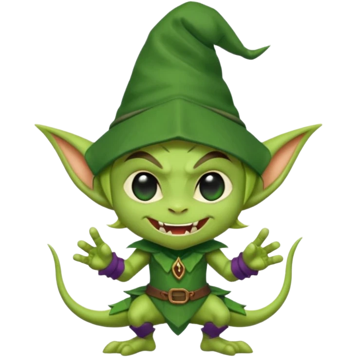 short green goblin, cute chibi full body emoji