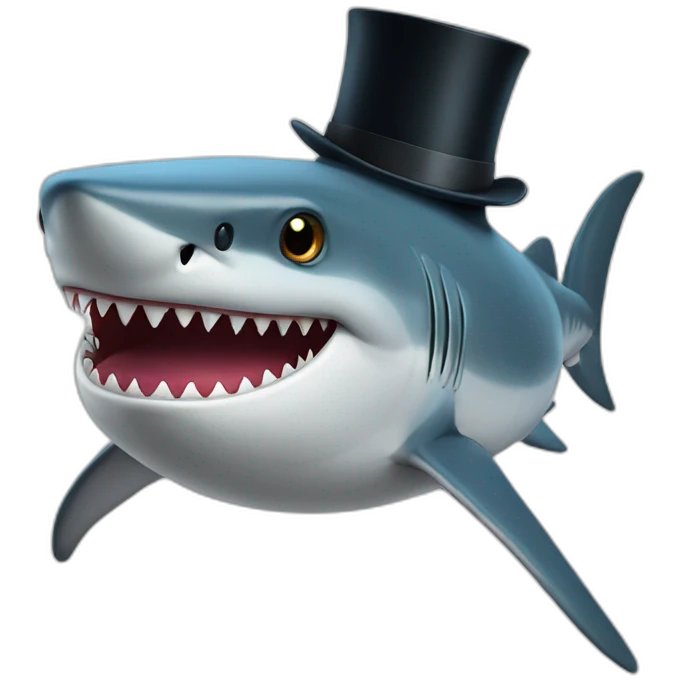 Shark with a top hat emoji