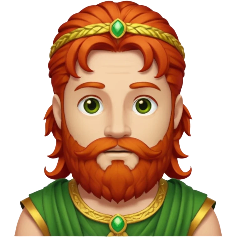 Priapus, God of Fertility from Gods and Goddesses with red hair and beard, gold and green outfit emoji