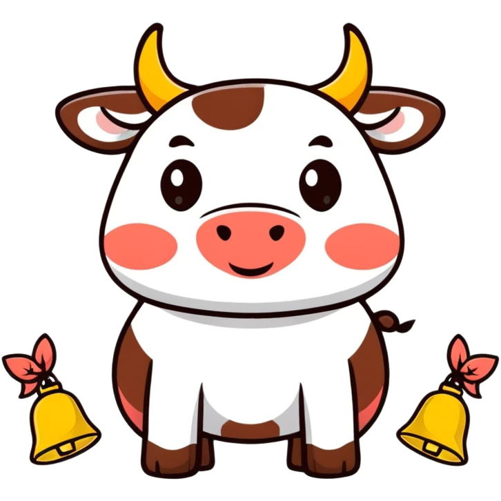 cute cartoon ox with bell emoji