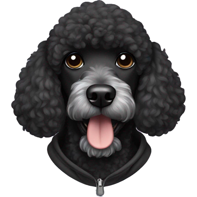 Black poodle wearing hoodie emoji