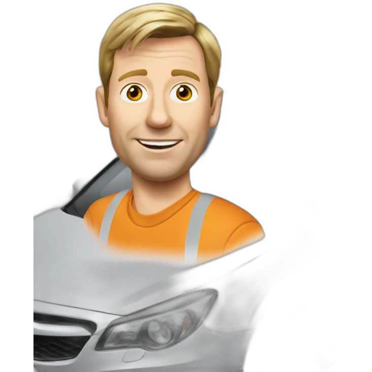 Gerry McCann valeting the hire car emoji