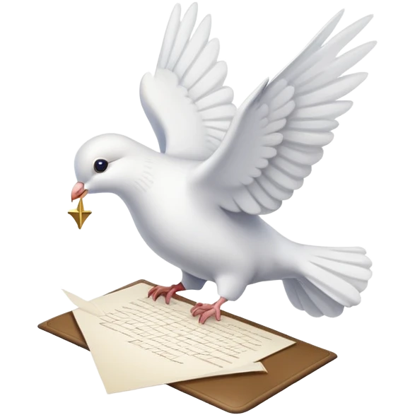 Dove with letter pope in mobile emoji