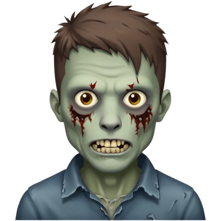 Masculine Zombie with lil bit curly medium brown hair in wolf cut hair style and bridge piercing  emoji