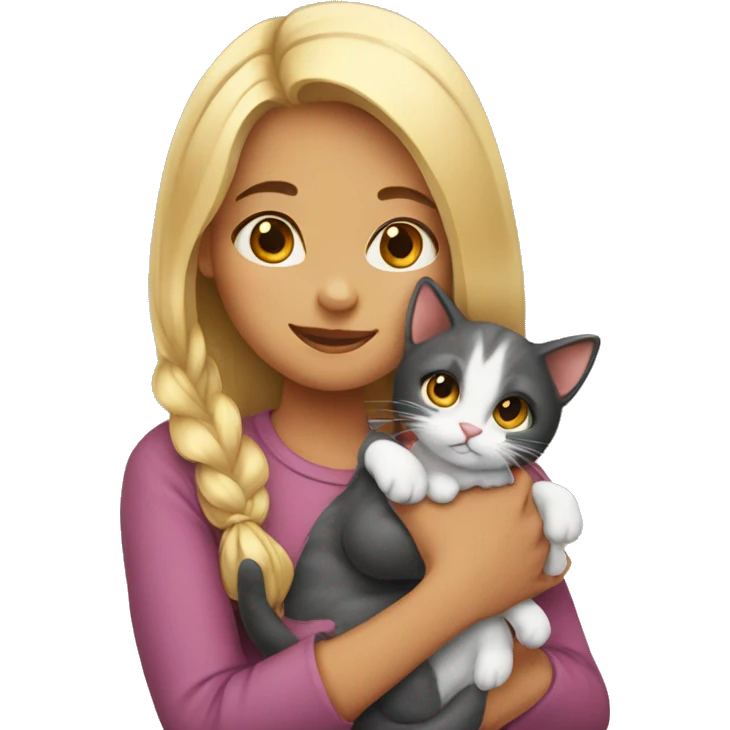 girl holding a kitty emoji