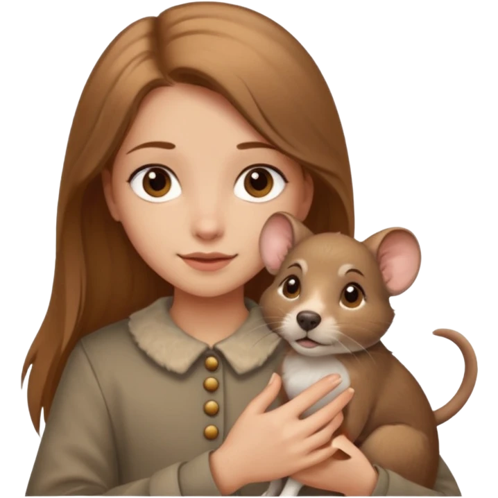 girl with brown eyes and light brown hair petting an Andalusian rat-catcher dog emoji