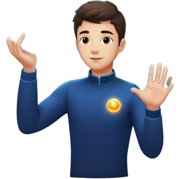 A young man floats in space, touching a particle that glows and expands, shaping the universe around him. Each touch creates new light, symbolizing how his choices build his own reality. emoji