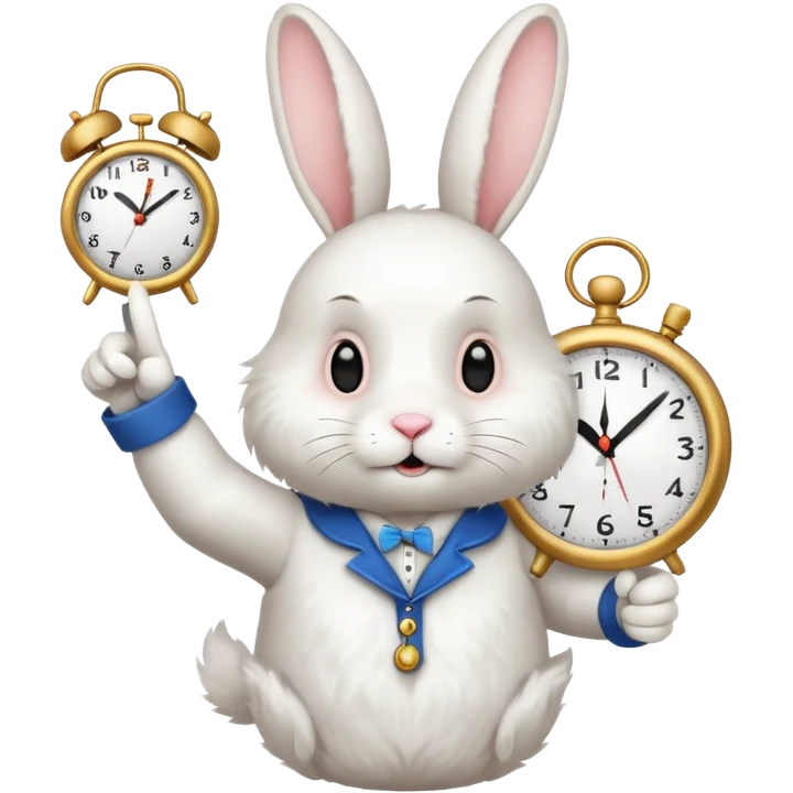 rabbit pointint time on clock  emoji