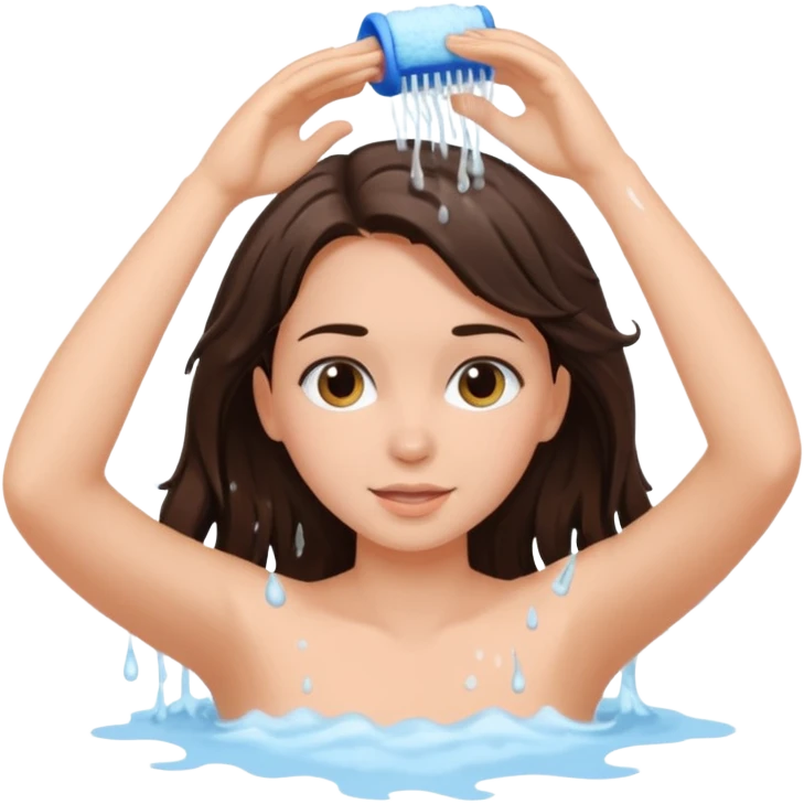 Beautifull brunette girl wash het hair emoji