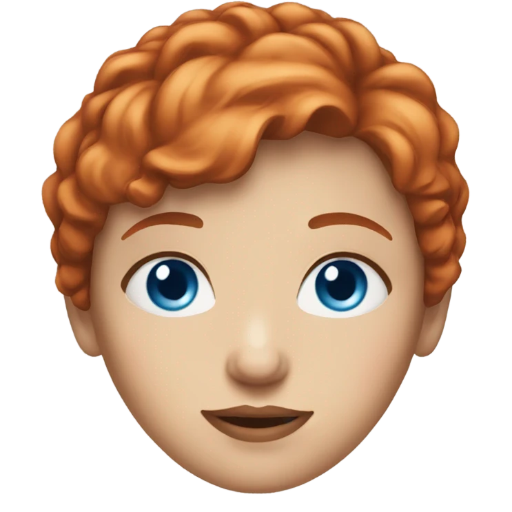 red haired woman face with blue eyes short hair emoji